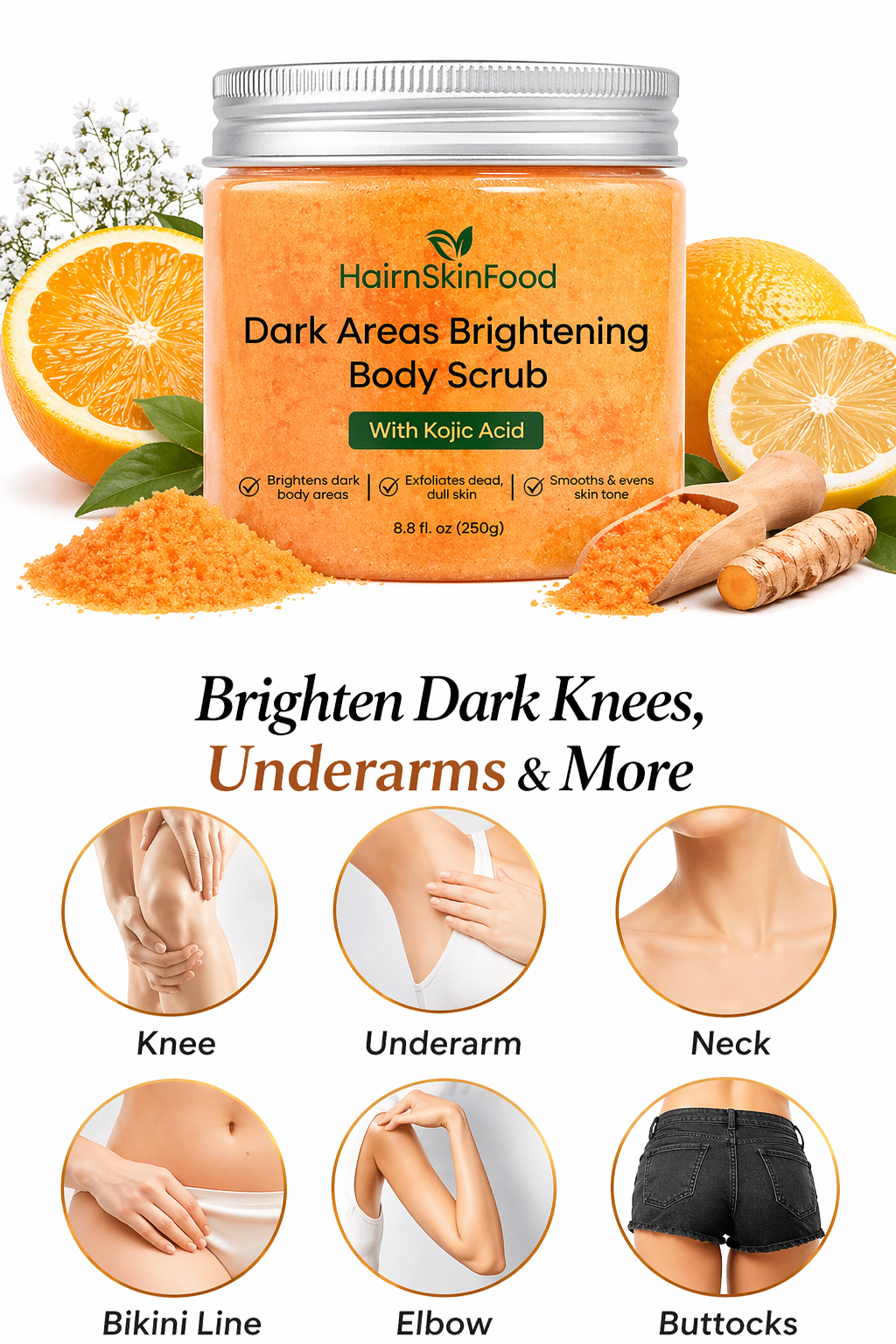 Dark Areas Brightening Body Scrub With Kojic Acid